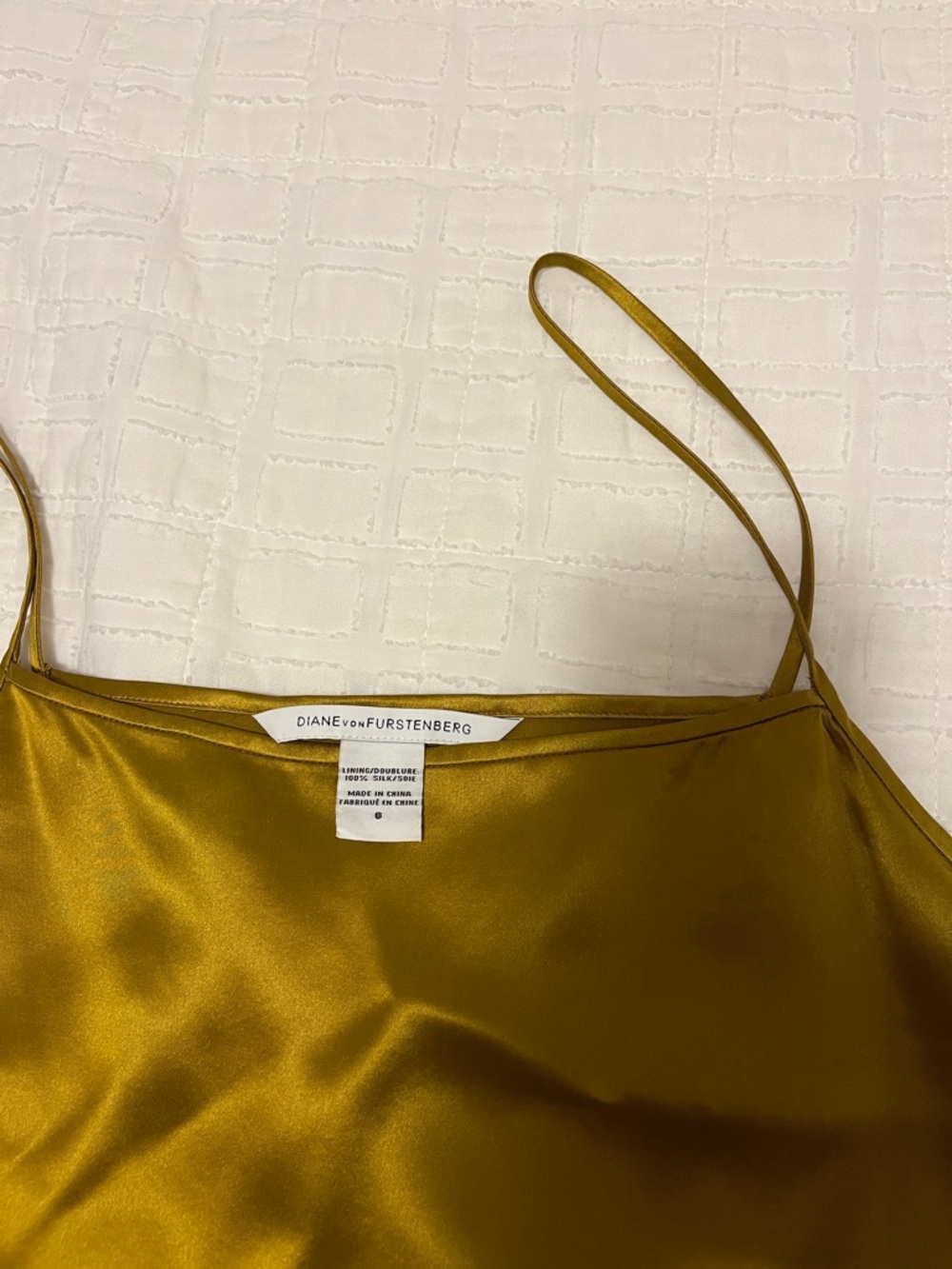 Diane Von Furstenberg Metallic Gold Satin Slip Cami